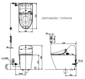 Bàn cầu điện tử C971TCF9433A 