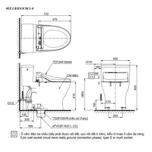 Bàn cầu nắp điện tử TOTO MS188VKW14