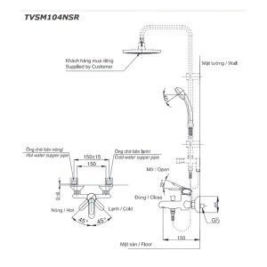 Bộ sen cây TOTO nóng lạnh TVSM104NSR/DM907CS
