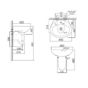 Chân treo Lavabo LT04LT