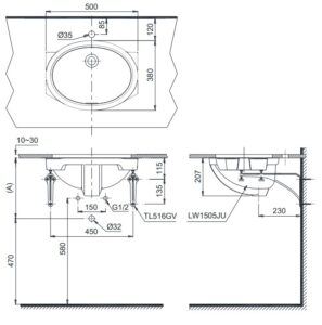 Chậu đặt âm bàn LW1505