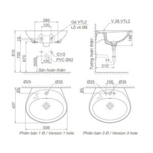 Lavabo treo tường Viglacera VTL2